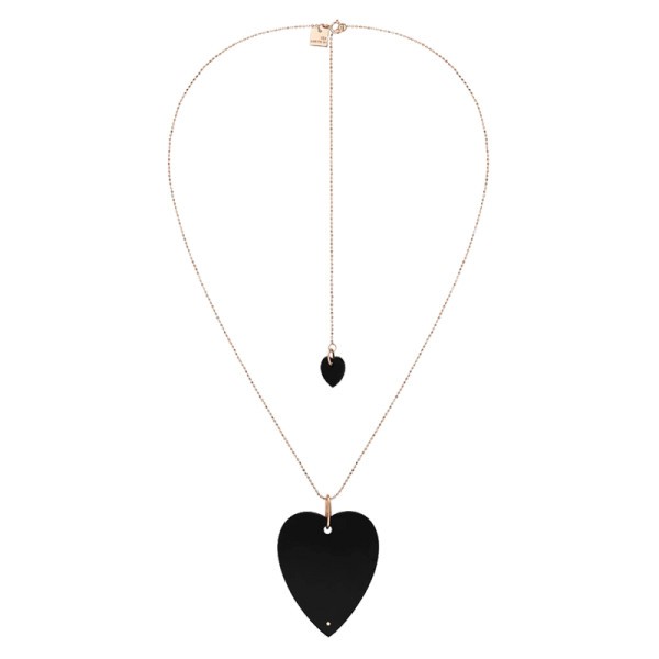 Collier Ginette NY Angele Jumbo Heart on chain en or rose et onyx