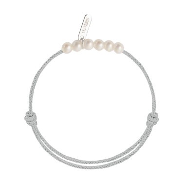 Bracelet Claverin Baby Girls Cords Little Treasures cordon gris perlé et perles blanches - SOLDAT