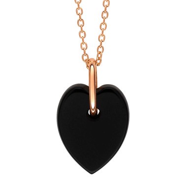 Collier Ginette NY Angele Mini Heart on chain en or rose et onyx