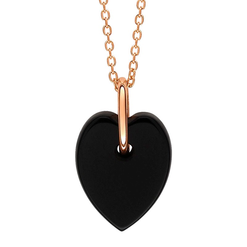 Collier Ginette NY Angele Mini Heart on chain en or rose et onyx