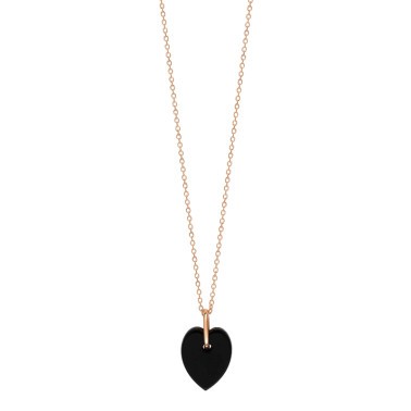 Collier Ginette NY Angele Mini Heart on chain en or rose et onyx