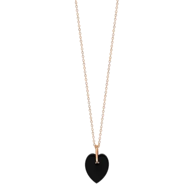 Collier Ginette NY Angele Mini Heart on chain en or rose et onyx