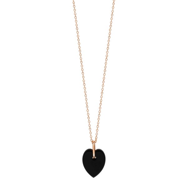 Collier Ginette NY Angele Mini Heart on chain en or rose et onyx
