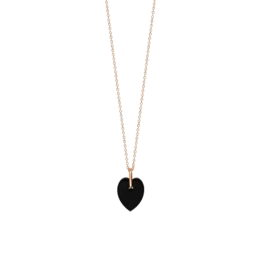 Collier Ginette NY Angele Mini Heart on chain en or rose et onyx