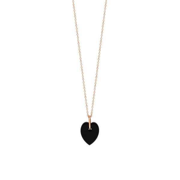 Collier Ginette NY Angele Mini Heart on chain en or rose et onyx