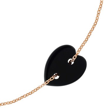 Bracelet Ginette NY Angele Mini Heart en or rose et onyx