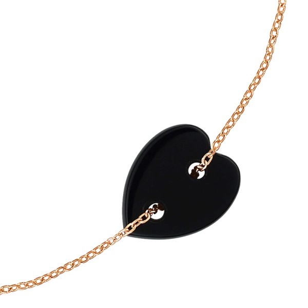 Bracelet Ginette NY Angele Mini Heart en or rose et onyx