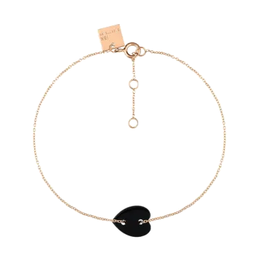 Bracelet Ginette NY Angele Mini Heart en or rose et onyx