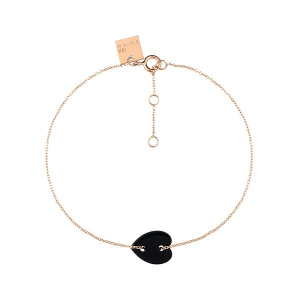 Bracelet Ginette NY Angele Mini Heart en or rose et onyx