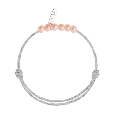 Bracelet Claverin Baby Girls Cords Little Treasures cordon gris perlé et perles roses - SOLDAT