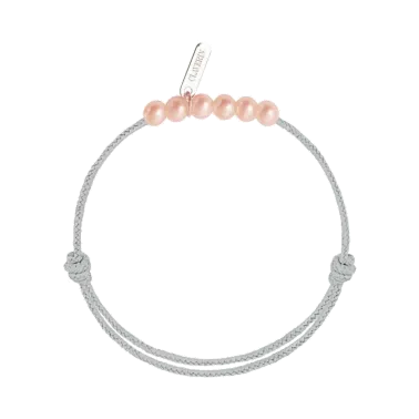 Bracelet Claverin Baby Girls Cords Little Treasures cordon gris perlé et perles roses - SOLDAT PL