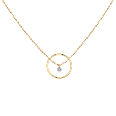 Collier La Brune et La Blonde Excentrique Rond en or jaune diamant taille brillant 0,12 carat