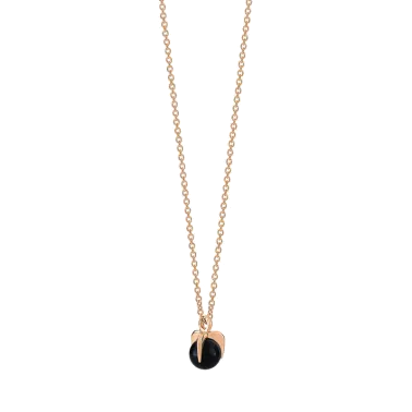 Collier Ginette NY Maria Mini Single Bead on chain en or rose et onyx