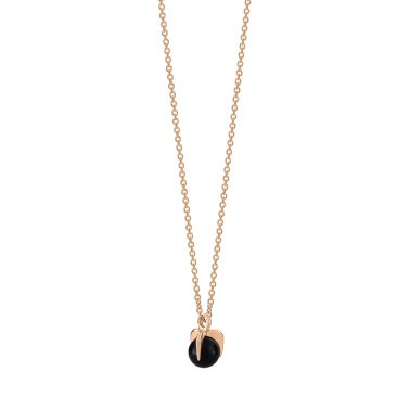 Collier Ginette NY Maria Mini Single Bead on chain en or rose et onyx