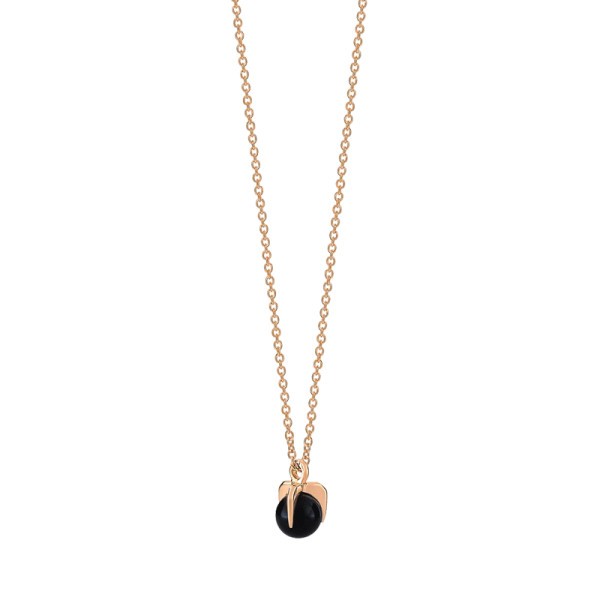 Collier Ginette NY Maria Mini Single Bead on chain en or rose et onyx