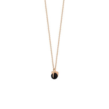 Collier Ginette NY Maria Mini Single Bead on chain en or rose et onyx