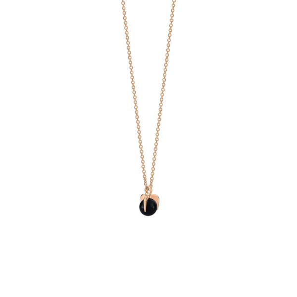 Collier Ginette NY Maria Mini Single Bead on chain en or rose et onyx