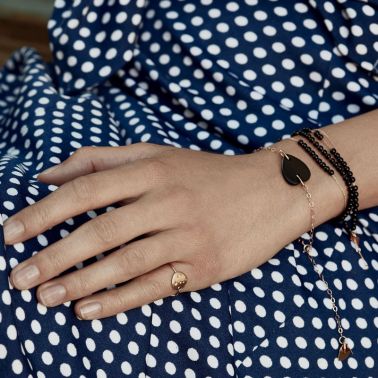 Bracelet Ginette NY Maria Mini Bead en or rose et onyx