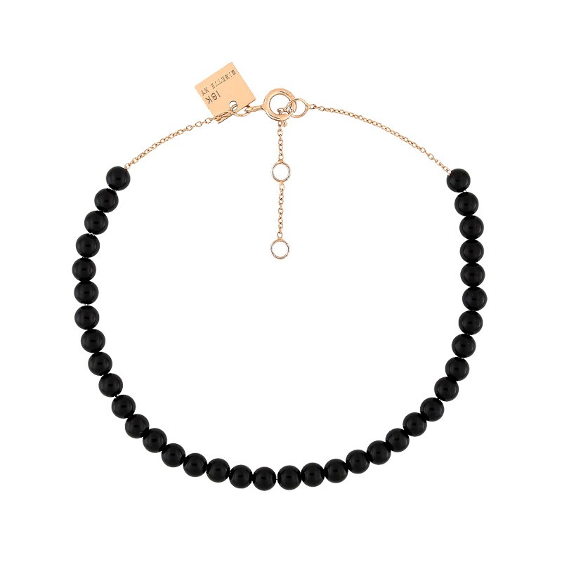 Bracelet Ginette NY Maria Mini Bead en or rose et onyx