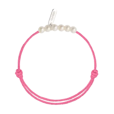 Bracelet Claverin Baby Girls Cords Little Treasures cordon rose fuschia et perles blanches - SOLDAT