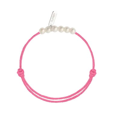 Bracelet Claverin Baby Girls Cords Little Treasures cordon rose fuschia et perles blanches - SOLDAT PL