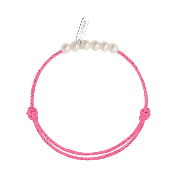 Bracelet Claverin Baby Girls Cords Little Treasures cordon rose fuschia et perles blanches - SOLDAT PL