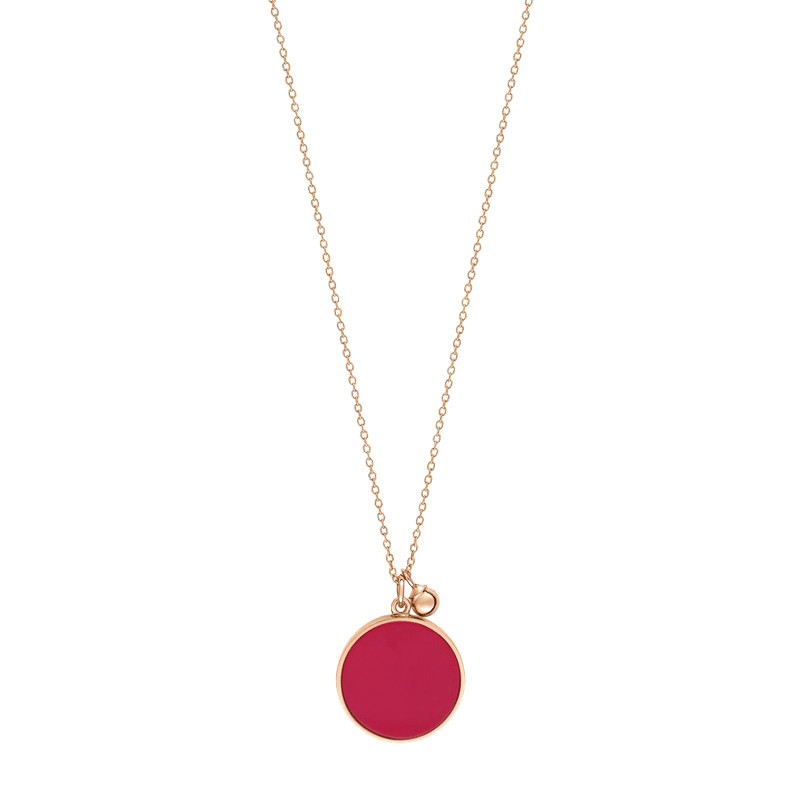 Collier Ginette NY Maria Disc on chain en or rose et corail