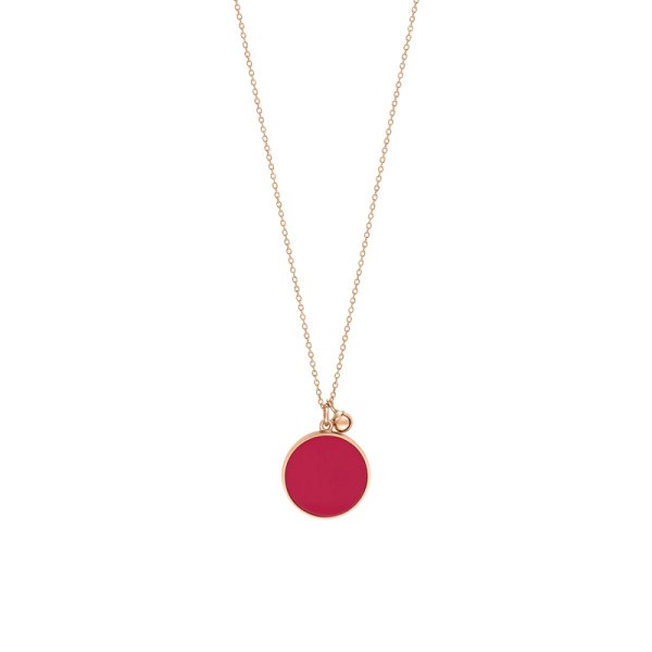 Collier Ginette NY Maria Disc on chain en or rose et corail
