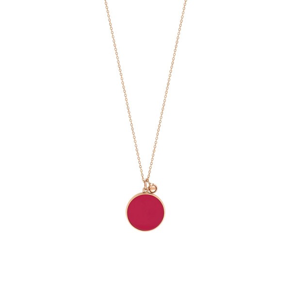 Collier Ginette NY Maria Disc on chain en or rose et corail