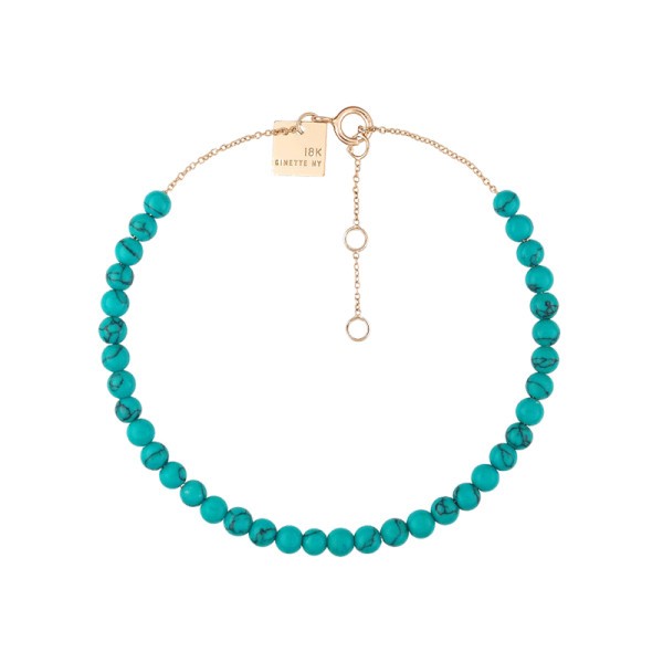 Bracelet Ginette NY Maria Mini Bead en or rose et turquoise