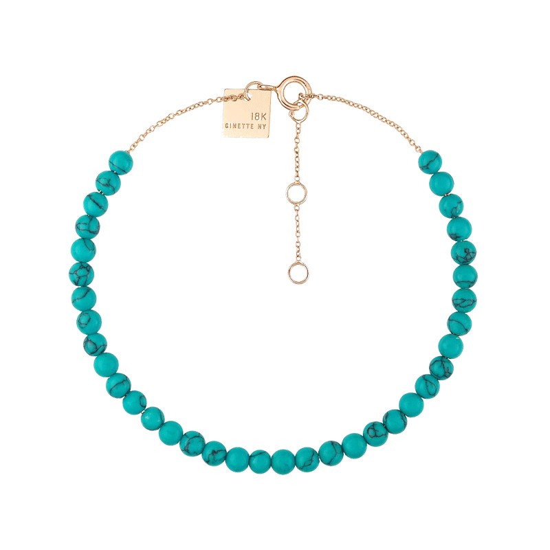 Bracelet Ginette NY Maria Mini Bead en or rose et turquoise