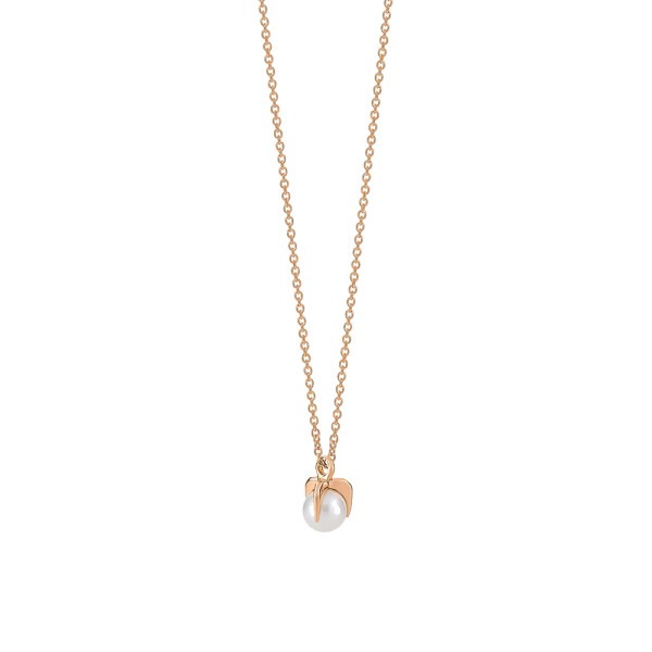 Collier Ginette NY Maria Mini Single Bead on chain en or rose et perle