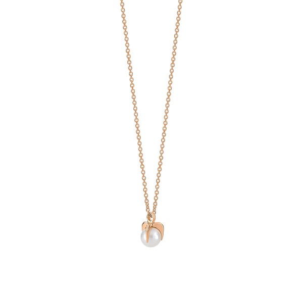 Collier Ginette NY Maria Mini Single Bead on chain en or rose et perle
