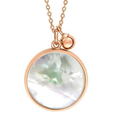Collier Ginette NY Maria Disc on chain en or rose et nacre blanche