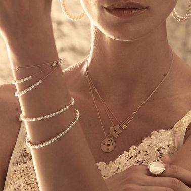 Bracelet Ginette NY Maria Mini Bead en or rose et perle