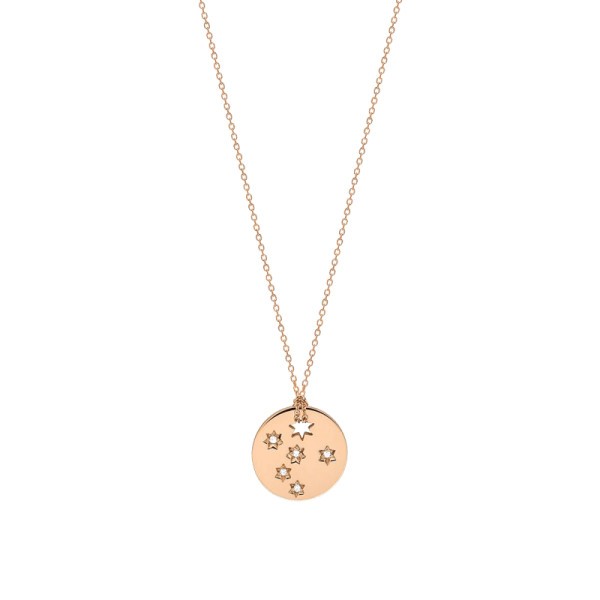 Collier Ginette NY Mini Milky Way Disc on chain en or rose et diamants