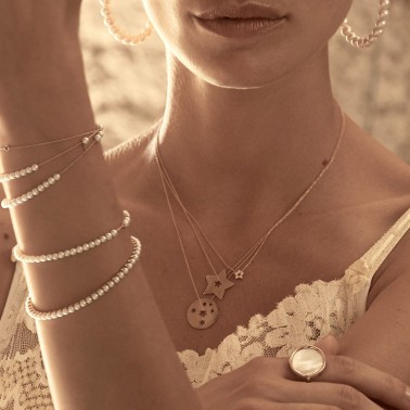 Collier Ginette NY Mini Milky Way Open Star en or rose et diamants