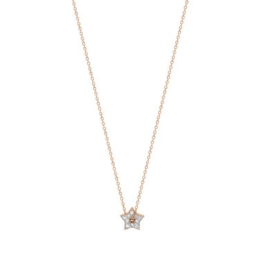 Collier Ginette NY Mini Milky Way Open Star en or rose et diamants