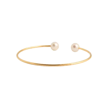 Bracelet Claverin Le Jonc en or jaune et perles blanches