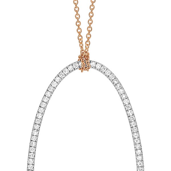 Collier Ginette NY Jumbo Ellipse on chain en or rose et diamants