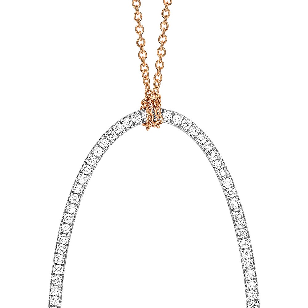 Collier Ginette NY Jumbo Ellipse on chain en or rose et diamants