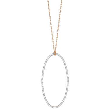 Collier Ginette NY Jumbo Ellipse on chain en or rose et diamants