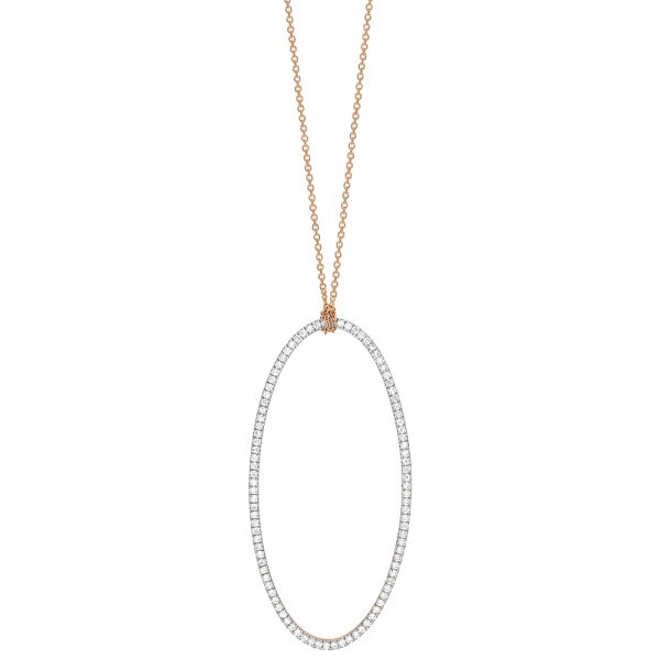 Collier Ginette NY Jumbo Ellipse on chain en or rose et diamants