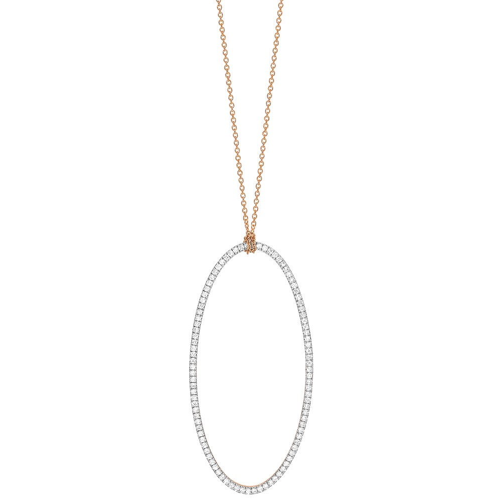 Collier Ginette NY Jumbo Ellipse on chain en or rose et diamants