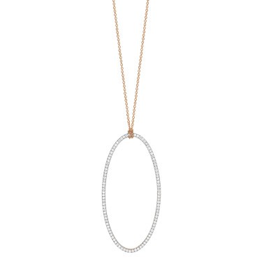 Collier Ginette NY Jumbo Ellipse on chain en or rose et diamants