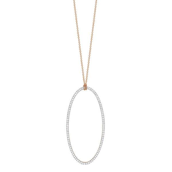 Collier Ginette NY Jumbo Ellipse on chain en or rose et diamants