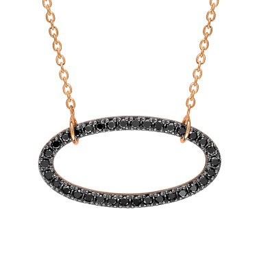 Collier Ginette NY Jumbo Ellipse on chain en or rose et diamants noirs