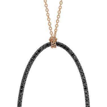 Collier Ginette NY Jumbo Ellipse on chain en or rose et diamants noirs