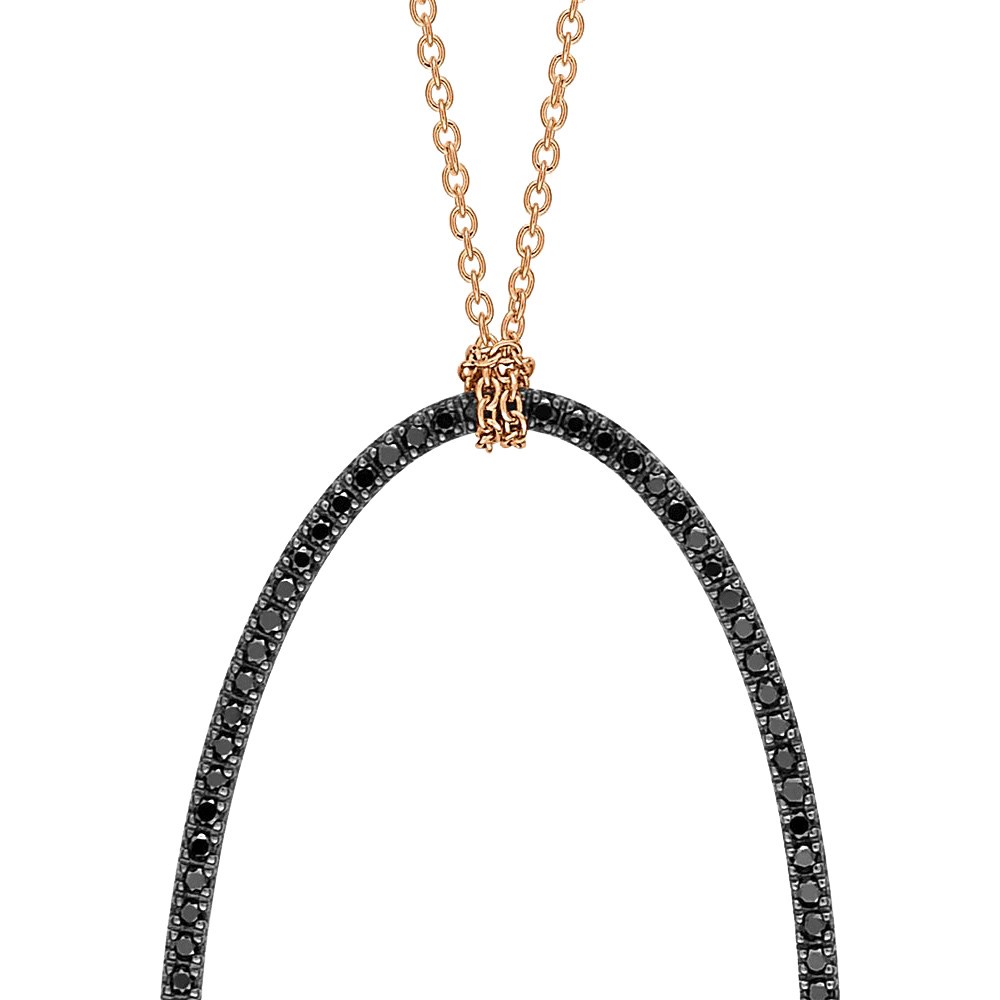 Collier Ginette NY Jumbo Ellipse on chain en or rose et diamants noirs