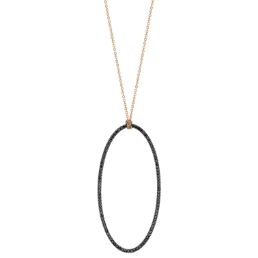 Collier Ginette NY Jumbo Ellipse on chain en or rose et diamants noirs